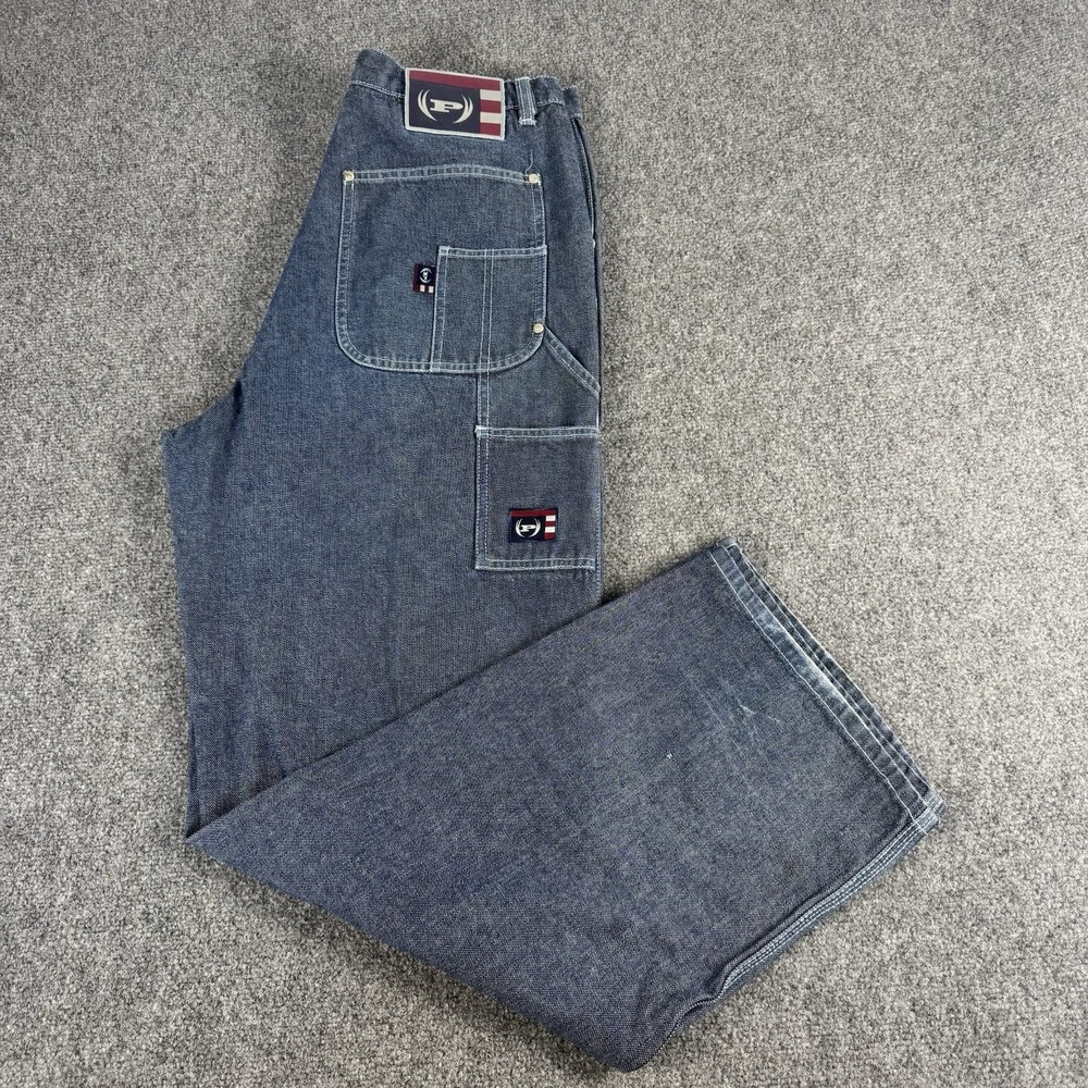 Vintage Phat Farm Jeans Mens Size 34x34 Double Knee Baggy Denim Street Hip Hop
